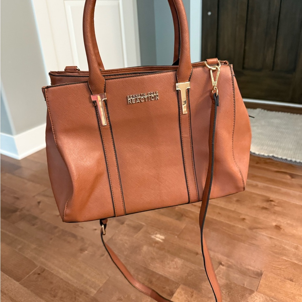 Kenneth Cole Reaction Tan Satchel with Structured Design